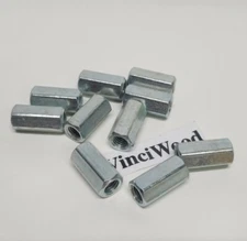 (Qty 10) 5/16-24 x 7/8", FineThread Coupling Nut, Rod Connector, Zinc.