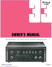 Owner's Manual For McIntosh C 33