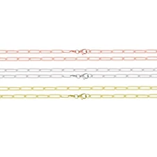 Italian Gold Paperclip Real 14k Gold Three Colors WHITE YELLOW ROSE(#Small 2.5m)