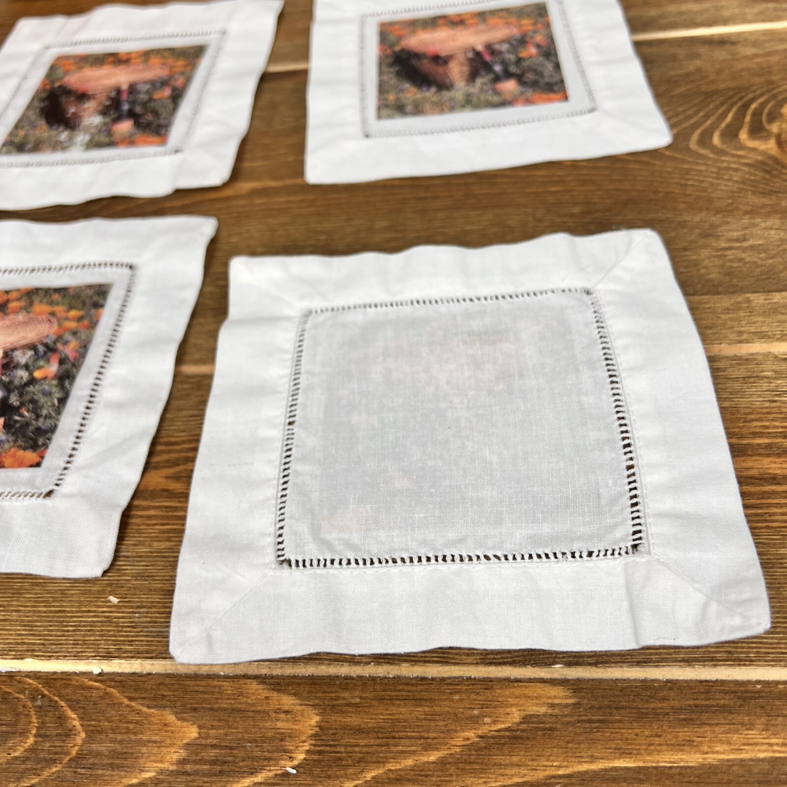Handmade Linen cocktail coasters - California Vibes Wine & Flowers Vintage