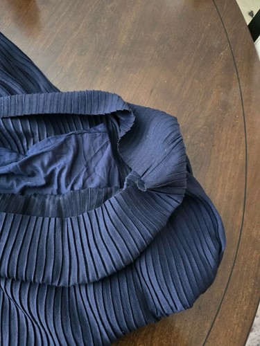 Anthropologie Gr. 1x massiv blau breitbeinig Poylester Crinkleflat vorne Baumwollhose - Bild 2 von 10