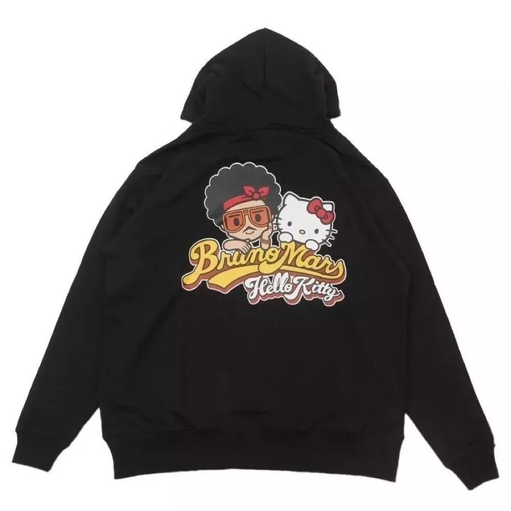 レア✨ブルーノマーズ&ハローキティ コラボパーカー フーディ L 黒 ブルーノマーズ × ハローキティ フーディ パーカー L