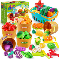 Learning Toys Play Food Set for Toddlers, Cutting Food for Preschool Activities,