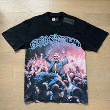 Mens Godspeed Skeleton Nightclub Hip Hop print Tee Short sleeved T-shirt Black