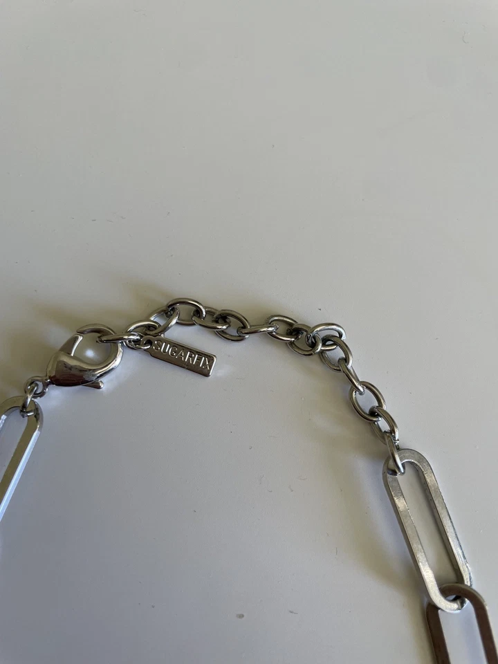 Collar SUGARFIX BaubleBar sin níquel clip de cadena eslabón distintivo plateado  Foto 2 de 4