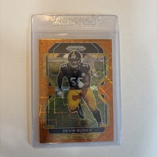 Devin Bush II 2021 NFL Panini Prizm Orange Laser #257 Pittsburgh Steelers