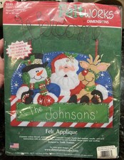 Christmas Dimensions Felt Applique Kit SANTA'S FRIENDS BANNER 8135 Personalize