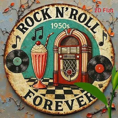 Blechschild rund Rock n' Roll Forever Vintage Metallschild TEL4516