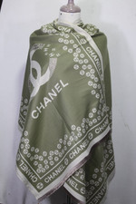 Authentic Chanel Scarf Shawl Stole Wrap 65 Cashmere 35 Silk Multicolor Used
