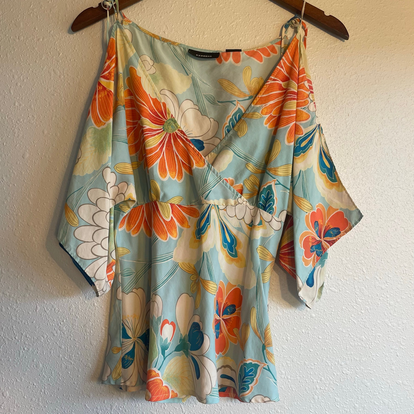 Express Chic Maximal Silk Spring Summer Cutout Top - image 2