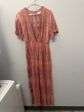 Honey punch lace maxi dress in dusty rose