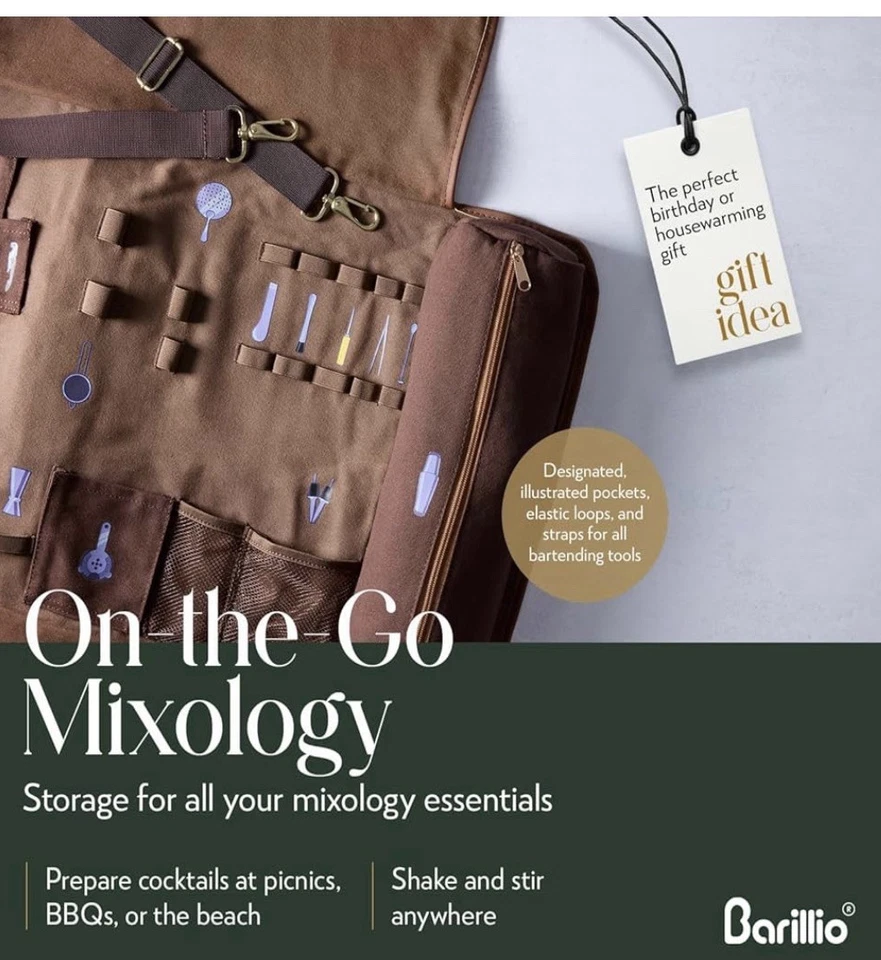 Professional 17pcs Bar Tool Set w Stylish Portable Bar Bag Travel Bartender Kit - Image 3 of 4