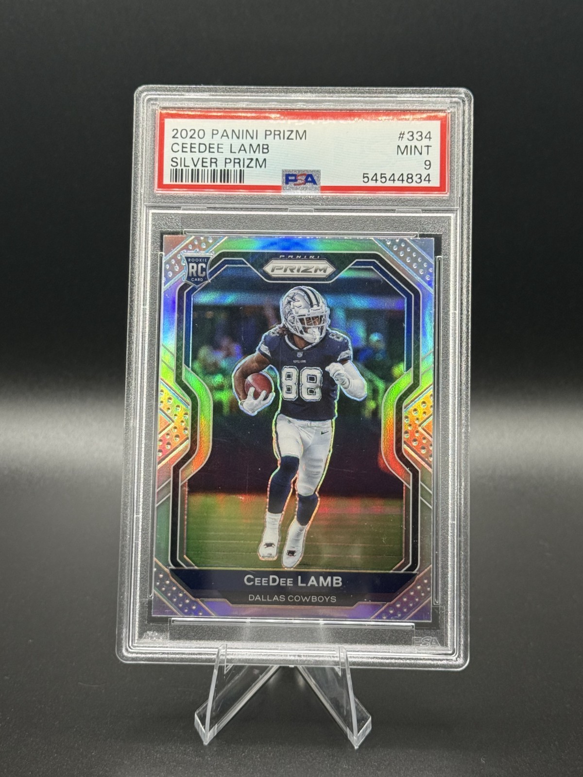 2020 Panini Prizm Ceedee Lamb #334 Silver Prizm Rookie RC PSA 9 Mint