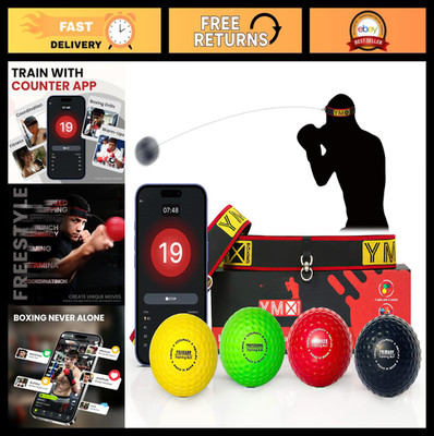 Ultimate Reflex Ball Set with Counter App - 4 React Balls & Adjustable Headband