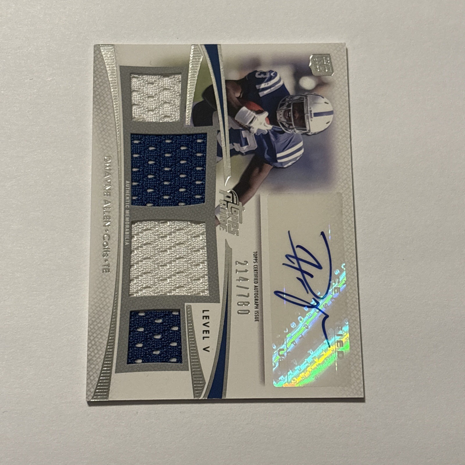 Dwayne Allen Topps Prime Level V Autograph Relics #PVDA Base
