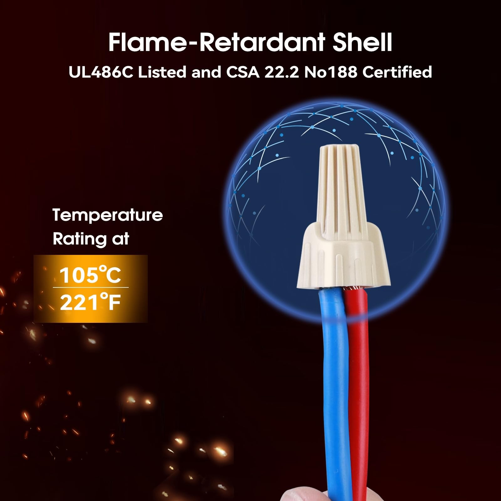 Leepenk Tan Wire Nuts Connectors P12 22-10AWG Twist Wire Caps Electrical Wire...