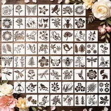 64Pcs Stencils for Painting on Wood, Reusable Stencil Crafts Drawing Templates,