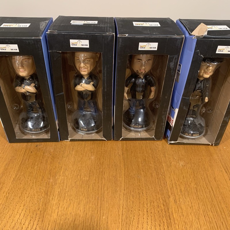 Set Of 4 Pawn Stars 7" Bobbleheads Big Hoss, Old Man, Rick & Chumlee with boxes