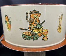 Vintage Retro MCM Midcentury Decoware Orange White Tin Pie Cake Carrier