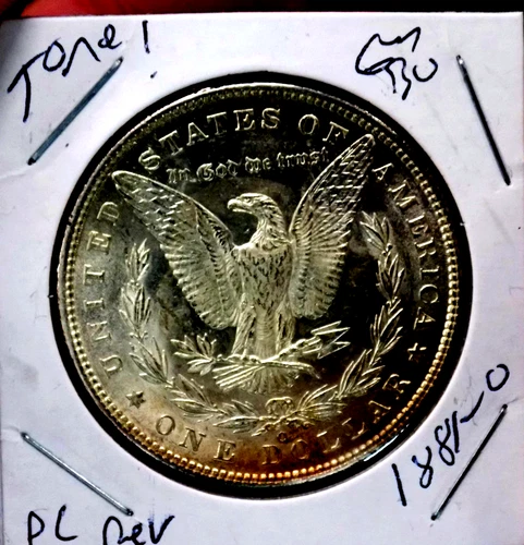 MORGAN SILVER DOLLAR 1881 O GEM BU MS++++++ PL REV TONED WOW COIN