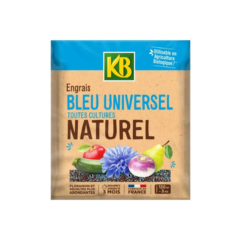 Engrais bleu universel KB 3kg nutriments plantes potager et fleurs