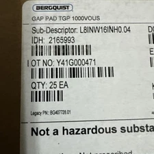 Thermal Bergquist 0.04Gap Pad VO Ultra Soft 25 Pack  16X8” GPVOUS-0.080-01-22