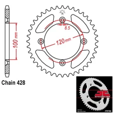 JT Sprockets Steel Rear Sprocket 428 Pitch 49 Tooth Suzuki RM85 (2002-2017)