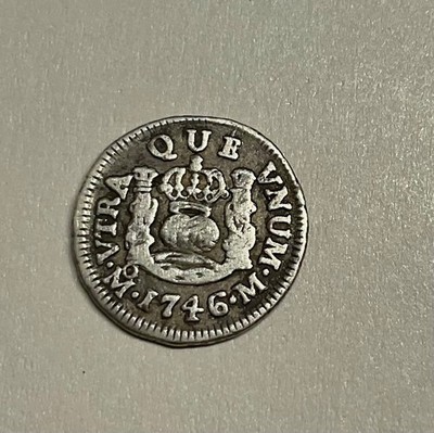1746 Mo M 1/2 Real Colonial Mexico Pillars Type decent mid grade coin nice
