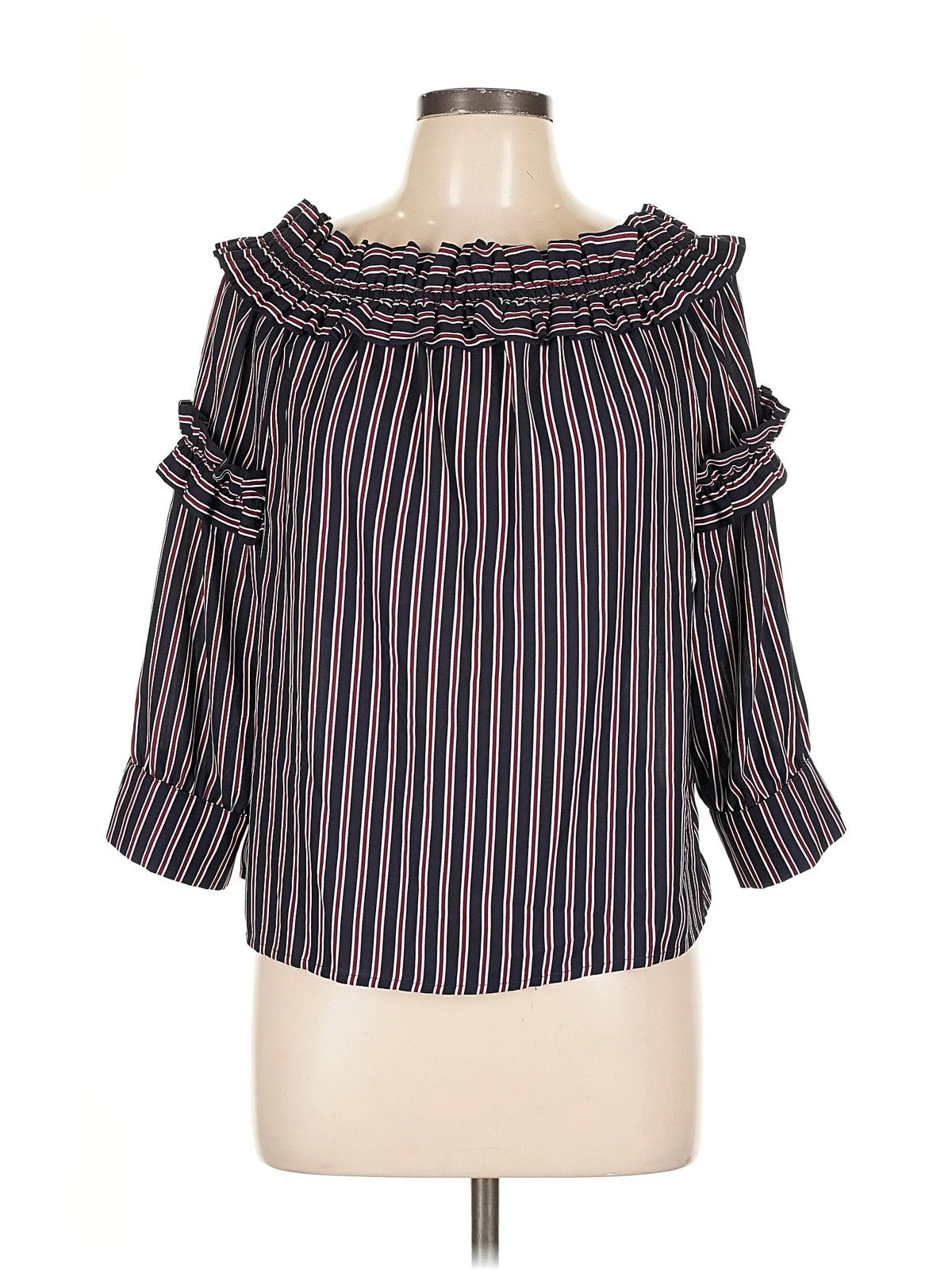 Collective Concepts Women Black 3/4 Sleeve Blouse L