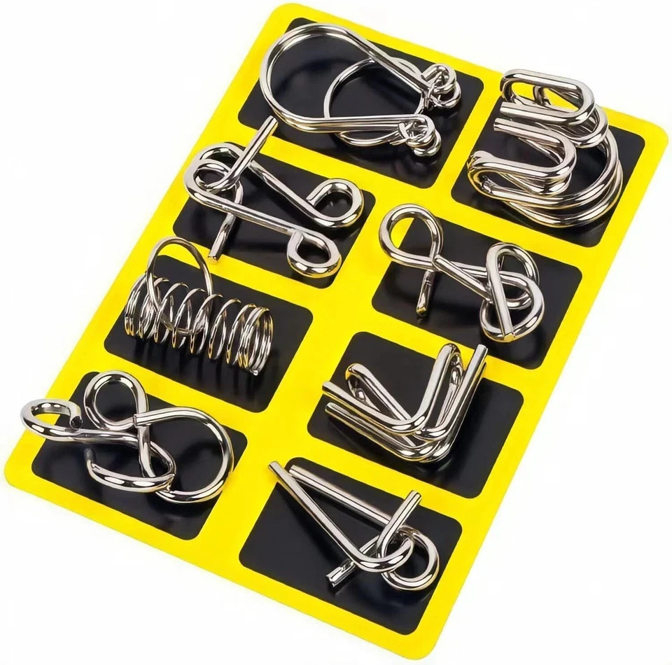 Metal Wire Puzzle Set of 24 with Pouch,Brain Teaser IQ Test Trick Toy for Party