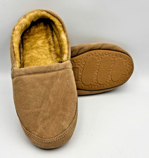 NEW Fireside Men's Lined Shearling Slippers Size 10 Leather Suede Upper