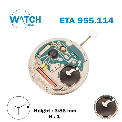 Mouvement ETA 955.114 Suisse Quartz, Disque De Date Blanc à 3, 3 Aiguilles - Neuf Testé
