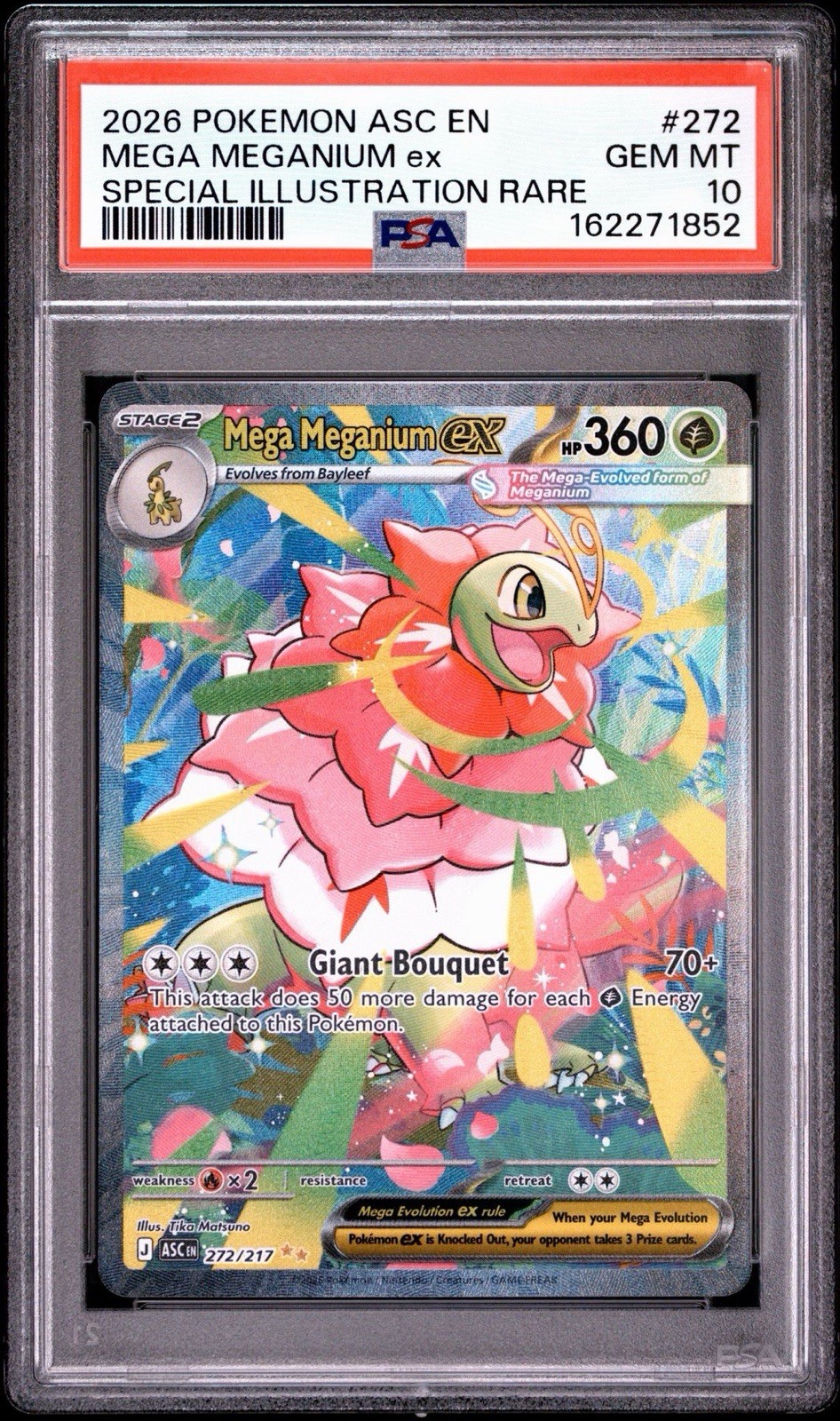 Pokemon Mega Meganium ex Ascended Heroes Special Illustration Rare #272 PSA 10