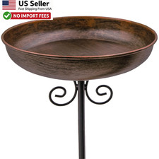 Metal Bird Bath 10in Outdoor Garden Stake Bowl 0.4 Gallon FROM USA