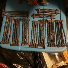 Mar Toys Made In USA 10 Pieces Of Plastic Fence Brown
