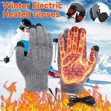 Heated Gloves Electric Rechargeable Battery Hand Warm Windproof Thermal Winter