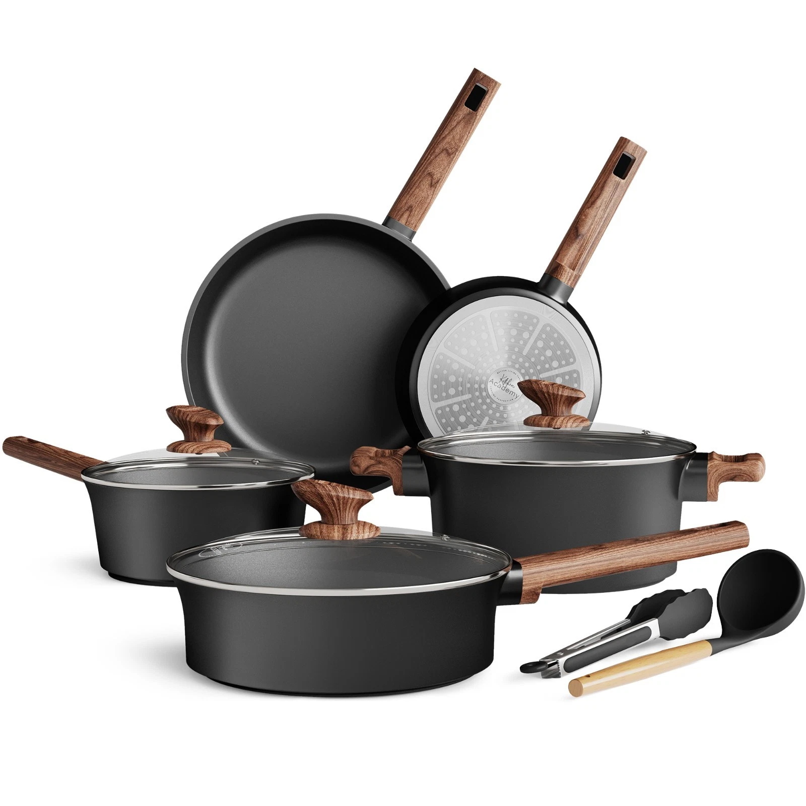 10 Piece Cookware Set Nonstick Ceramic Coated Pots and Pans Set Non Toxic Pans