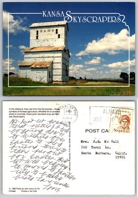 Continental Kansas Skyscrapers Grain Elevator Postcard