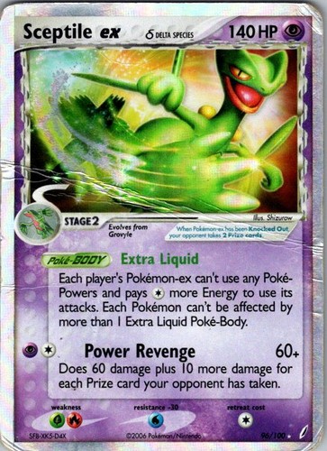 Sceptile ex 96/100 Holo EX Rare Crystal Guardians Pokemon Damaged