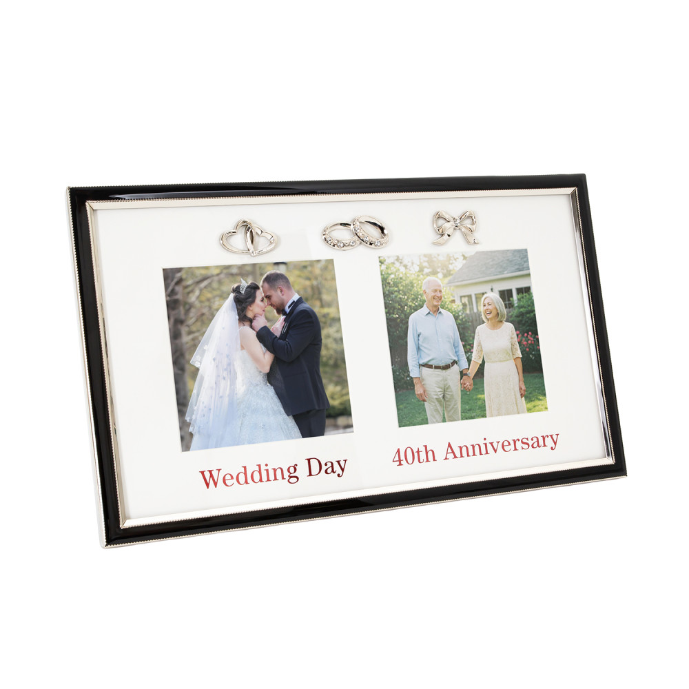 40th Anniversary & Wedding Frame with Silver & Black Icons by Happy Homewares