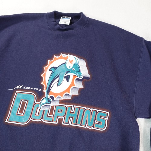 Vintage Miami Dolphins Sweater Mens XL Blue NFL Football Crewneck Tultex 90s Top - Picture 6 of 10