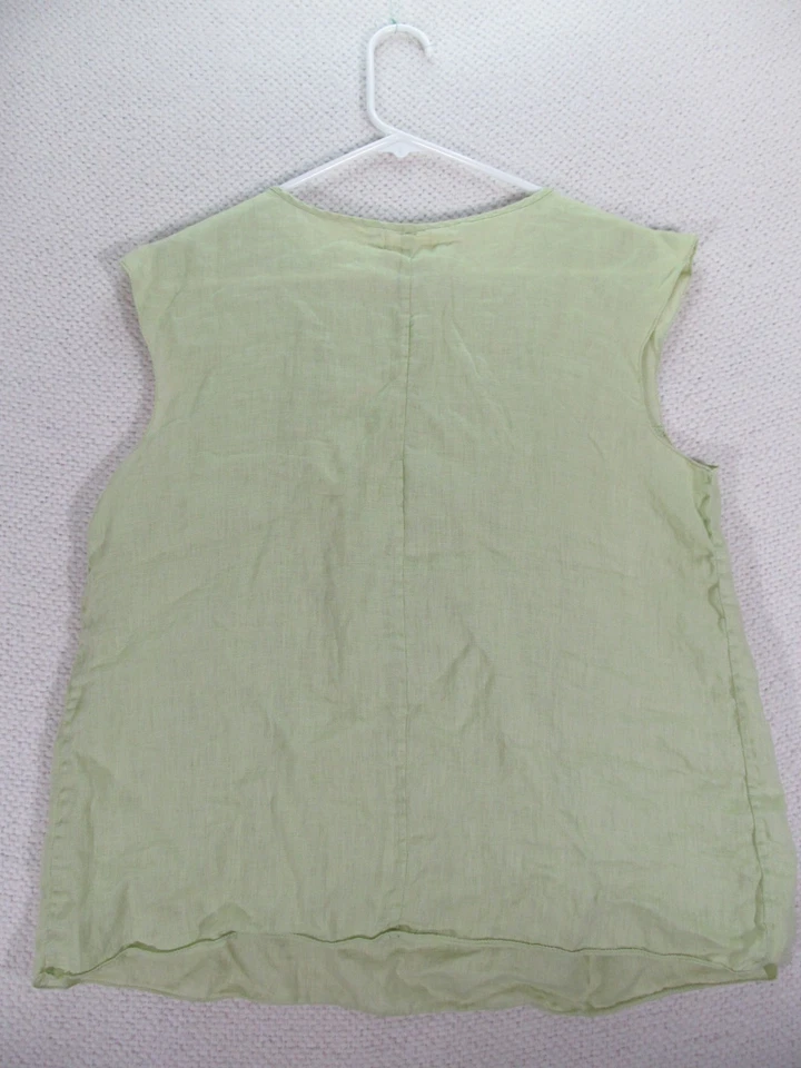 Sophie Max Womens Shirt Blosue Large Green Sleeveless Silk - Image 4 of 4