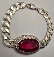 Bracciale uomo corazzato su misura con rubino naturale argento 925 22 cm - 35 grammi