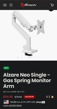 Arozzi Alzare Neo Single Gas Spring Monitor Mount Arm 17-32" 19 lb Mx Retail $79