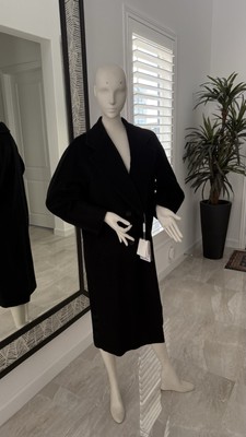 Max Mara Madame Double Breasted Wool & Cashmere Coat Black Size 4