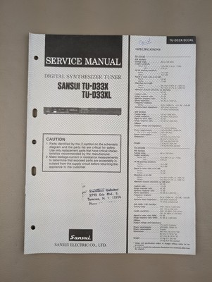 Sansui TU-D33X, TU-D33XL Digital Synthesizer Tuner Service Manual D-796