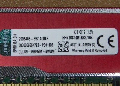 Kingston HyperX Red KHX16C10B1RK2/16X DDR3 PC3-12800u LOT (2) x