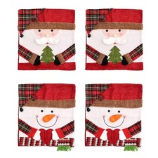 4 pcs - Christmas Theme Chair Back Covers, 2 pcs Snowman and 2 pcs Santa