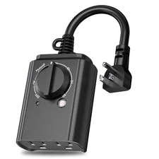 BN-LINK Outdoor Light Timer with Dusk to Dawn Sensor, Weatherproof Dual Grounded