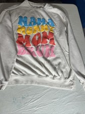 Vintage Large White Sweatshirt With Mama Mom Mom And Bruh On The Front Of It